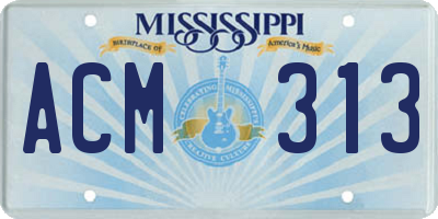 MS license plate ACM313