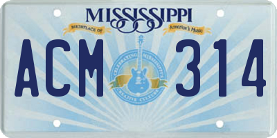 MS license plate ACM314