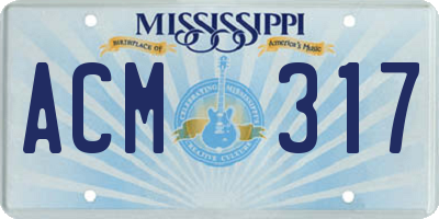 MS license plate ACM317