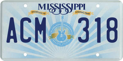 MS license plate ACM318