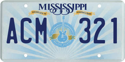 MS license plate ACM321