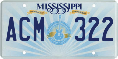MS license plate ACM322