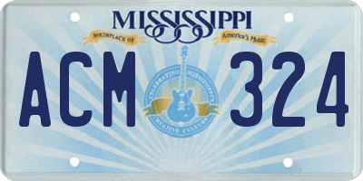 MS license plate ACM324