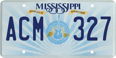 MS license plate ACM327