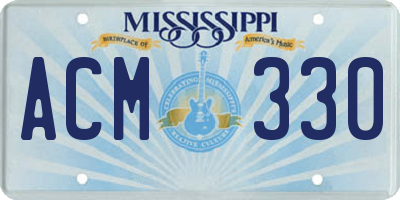 MS license plate ACM330