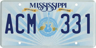 MS license plate ACM331