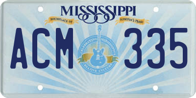 MS license plate ACM335