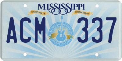 MS license plate ACM337