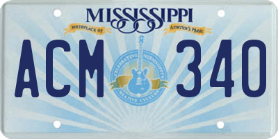 MS license plate ACM340