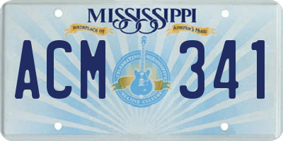 MS license plate ACM341