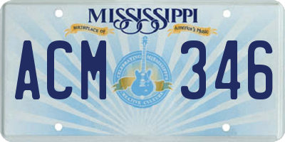 MS license plate ACM346