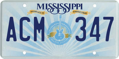 MS license plate ACM347