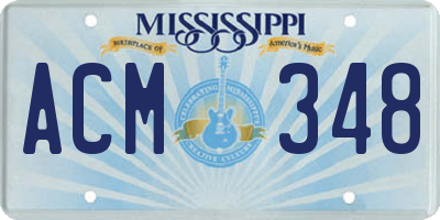 MS license plate ACM348