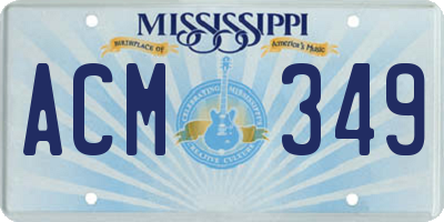 MS license plate ACM349