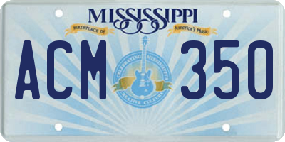 MS license plate ACM350