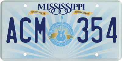 MS license plate ACM354