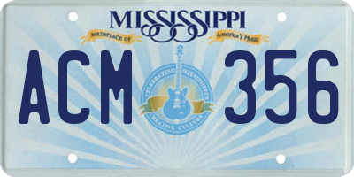 MS license plate ACM356