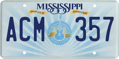 MS license plate ACM357
