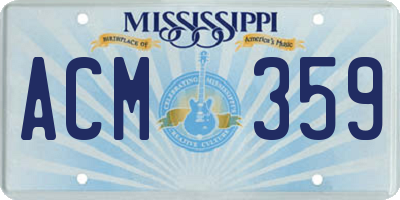 MS license plate ACM359