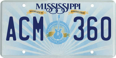 MS license plate ACM360