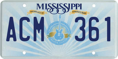 MS license plate ACM361