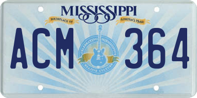 MS license plate ACM364