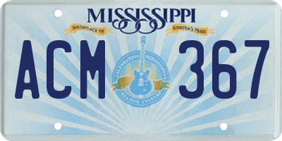 MS license plate ACM367