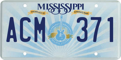 MS license plate ACM371