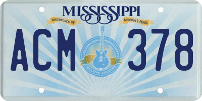 MS license plate ACM378