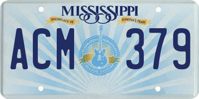 MS license plate ACM379
