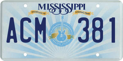 MS license plate ACM381
