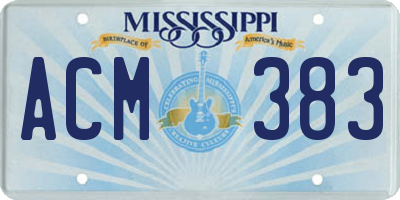 MS license plate ACM383