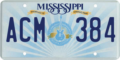 MS license plate ACM384