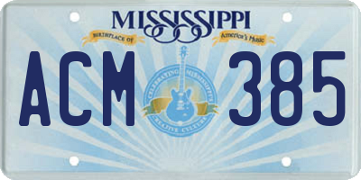 MS license plate ACM385