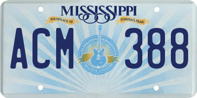 MS license plate ACM388