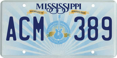 MS license plate ACM389