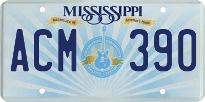 MS license plate ACM390