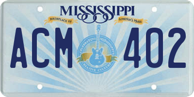 MS license plate ACM402