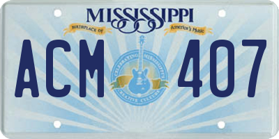 MS license plate ACM407