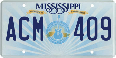 MS license plate ACM409