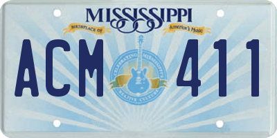 MS license plate ACM411