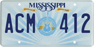 MS license plate ACM412