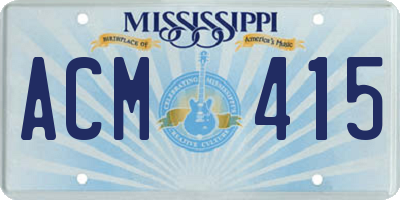 MS license plate ACM415