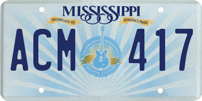 MS license plate ACM417