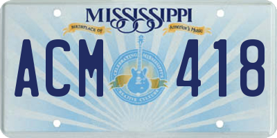 MS license plate ACM418