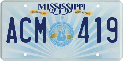 MS license plate ACM419