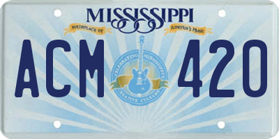 MS license plate ACM420