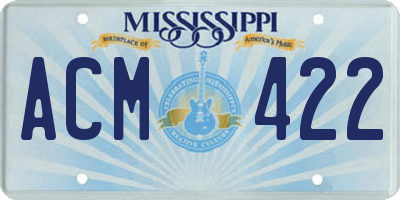 MS license plate ACM422