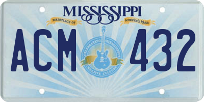 MS license plate ACM432