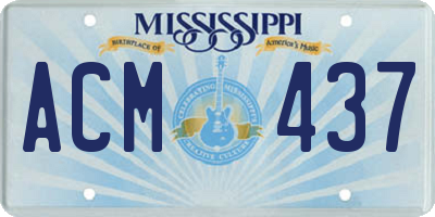 MS license plate ACM437